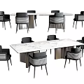 Modern Dining Table Set With Marble Tabletop And Gray Black Chairs Metal Frame Design 3d model