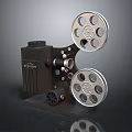 Classic Vintage Commercial Film Projector With Large Reels And Retro Design