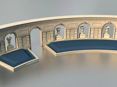 European-style landscape wall gallery 3d model