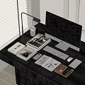 Modern Workspace Setup With Computer Keyboard Mouse Desk Lamp Coffee Cup Books 3d model