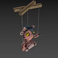 Game Movie Character Stitched Doll With Yellow Eyes Blue Half Face And Green Glowing Object