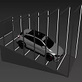 Modern Car Display With Red Neon Lights And Sleek Frame Structure