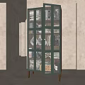 Elegant Modern Display Cabinet With Glass Doors And Shelves Displaying Items In Stylish Interior