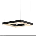 Modern Geometric Square Chandelier With Black Frame And White Lighting Panel 3d model