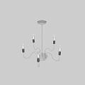 Elegant Modern Chandelier With Multiple Transparent Shades And Curved Metal Arms