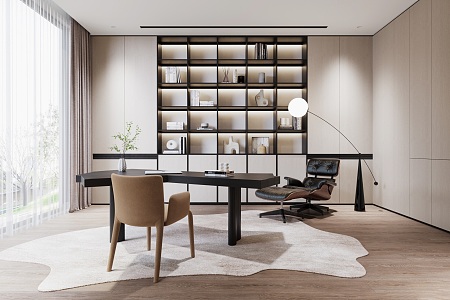 Modern Home Study Desk and Chair Bookcase Casual Chair Decoration Jewelry Desk and Chair Bookcase Combination Study Desk and Chair Casual Chair Decoration Jewelry Combination 3d model