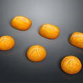 Six Yellow Fruits With Surface Patterns Arranged On Dark Background 3d model