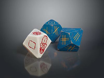 Modern Furniture With Decorative Dice Shaped Accents And Colorful Design 3d model