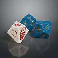 Modern Furniture With Decorative Dice Shaped Accents And Colorful Design