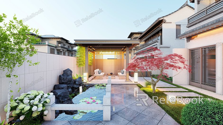 Modern Villa Courtyard Garden View model