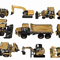 Various Construction Vehicle Models Displayed Together 3d model