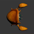 Orange Cartoon Style Crab With Large Claws Green Eyes And Standing Pose On Dark Background