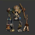 Colorful Mechanical Robot Creature With Detailed Biomechanical Parts And Armor Design