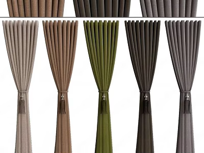 Elegant Textured Curtains in Various Colors with Tassel Ties for Home Decor 3d model