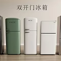 Displayed Double Door Refrigerators in Assorted Colors with Modern Stylish Design 3d model