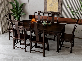 New Chinese Dining Table and Chair Combination 3d model