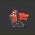 Red Tracked Utility Vehicle With Rusty Dump Bed For Construction Work 3d model