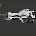 Sleek Futuristic Sci Fi Weapon Design With White Black Body And Yellow Accents