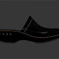 Black Slip On Clogs With Wooden Sole And Yellow Stitching Detail For Casual Wear