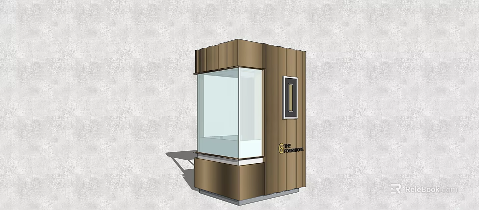 Outdoor Brown Wooden Texture Kiosk With Transparent Glass Window Small Display And Stable Base 3d model 