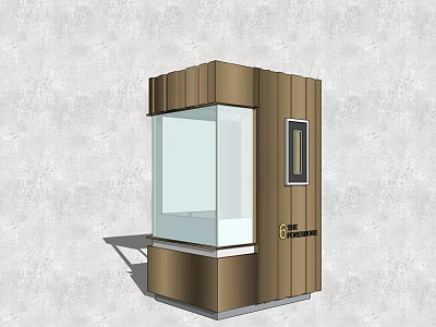 Outdoor Brown Wooden Texture Kiosk With Transparent Glass Window Small Display And Stable Base 3d model
