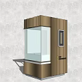 Outdoor Brown Wooden Texture Kiosk With Transparent Glass Window Small Display And Stable Base
