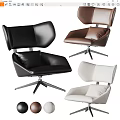 Modern Leather Upholstered Accent Chair Black Brown White Swivel Base Padded Back
