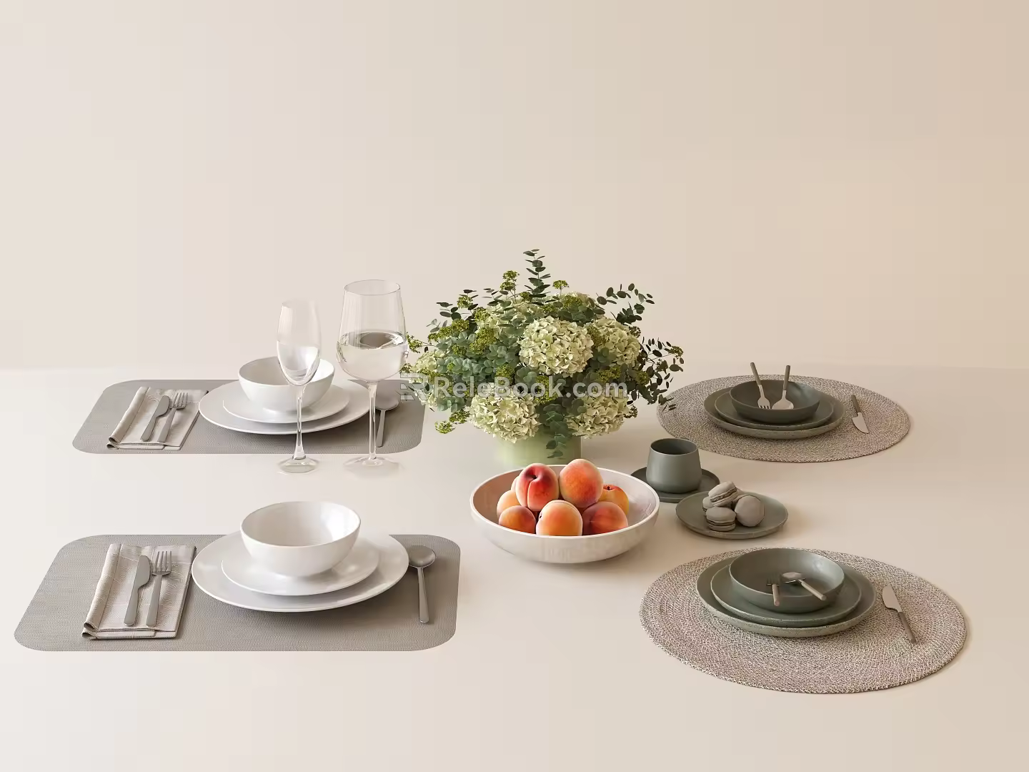 Modern Tableware Combination Dishes Knife and Fork Wine Glass 3d model