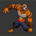 Tiger Like Muscular Game And Movie Character With Orange Fur Blue Pants And Sharp Claws