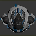 Futuristic Game Movie Character With Blue And White Mechanical Armor Design