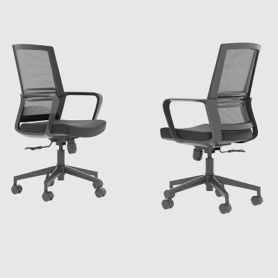 Modern Black Office Chair Featuring Mesh Backrest Adjustable Armrests And Swivel Casters 3d model