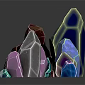 Colorful Crystal Structures In Curved Arrangement With Vibrant Hues And Glossy Reflections