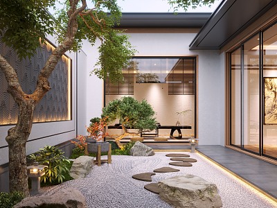 New Chinese Courtyard Landscape Plant Landscape Sits Courtyard Landscape Moss Landscape 3d model