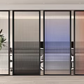 Modern office gradient glass partition 3d model