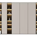Elegant Modern Bookcase With LED Lighting Open Shelves And Display Design 3d model