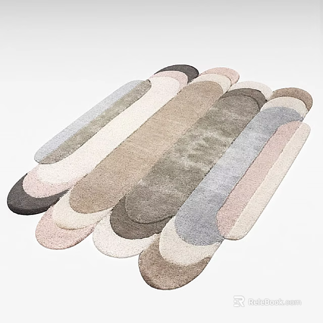 Soft Square Rugs in Neutral Tones with Modern Simple Design for Home Decor 3d model 