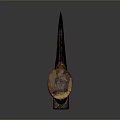 Vintage Axe With Wooden Handle And Rustic Metal Head On Reflective Surface