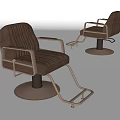 Two Brown Velvet Massage Chairs Featuring Metal Frame Round Base Footrest and Modern Design