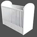 White Kids Bed With Railing Blue Mattress And Three Drawers