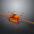 Orange Multirotor Space Drone with Propellers and Equipment for Exploration Missions
