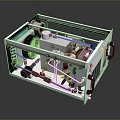 Detailed Computer Internal Hardware Structure With Blue Cables Frame And Components