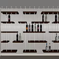 Modern Style Wine Cabinet With Multi Layer Shelves Displaying Various Wine Bottles 3d model