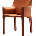 Brown Leather Leisure Chair With Armrests And Modern Slim Leg Design
