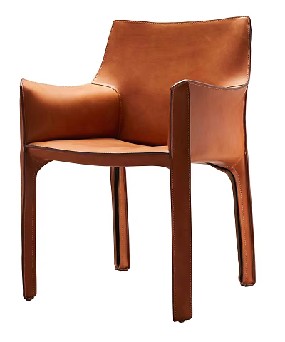 Brown Leather Leisure Chair With Armrests And Modern Slim Leg Design 3d model