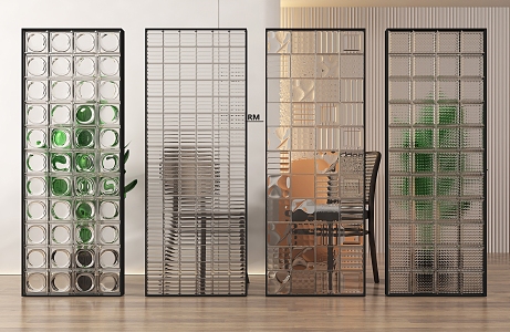 Modern glass brick partition glass brick glass partition 3d model