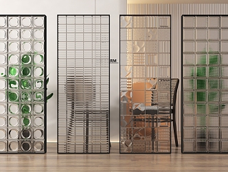 Modern glass brick partition glass brick glass partition 3d model