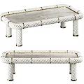 Modern White Coffee Table With Rope Design Elements And Gold Accent Legs