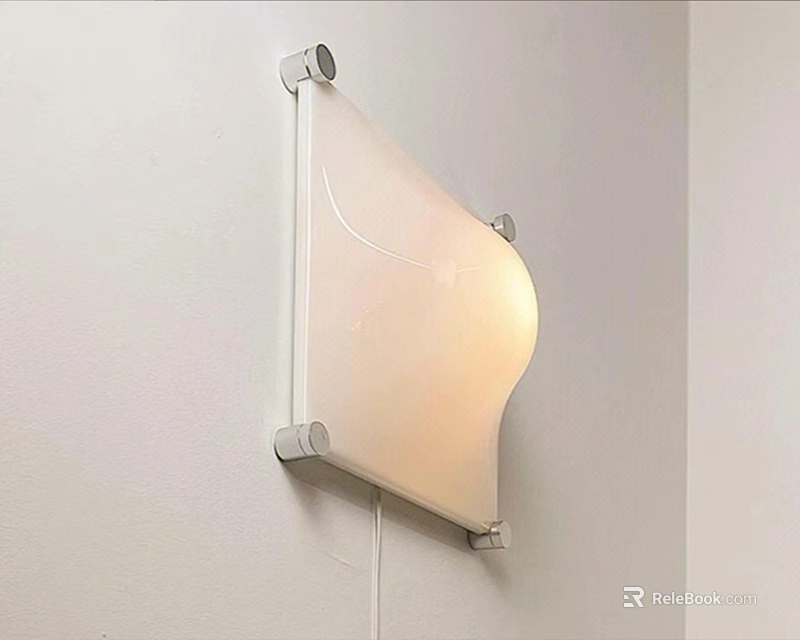 Modern Wall Light With Curved Frosted Glass Shade And Metal Frame Mounted On White Wall 3d model 