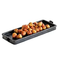 Rectangular Black Stoneware Tray With Handles Holding Fresh Ripe Pears On White Background 3d model