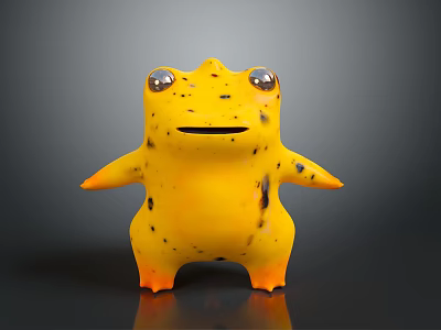 Game and Movie Character Yellow Cartoon Frog with Big Eyes and Black Spots 3d model